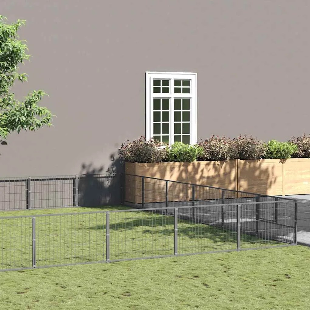 vidaXL Canil para cães 54 m² aço prateado