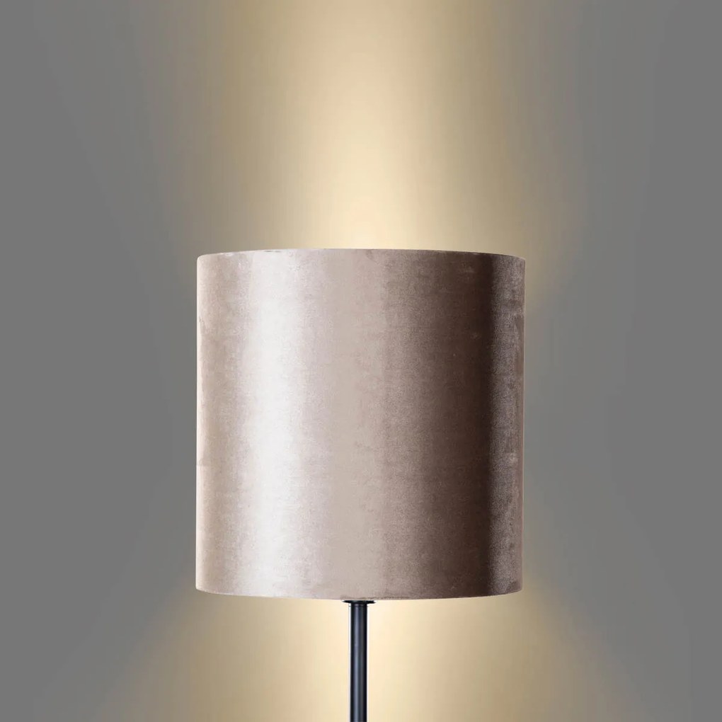 Vloerlamp zwart met velours kap taupe 50cm - Simplo Clássico / Antigo,Moderno