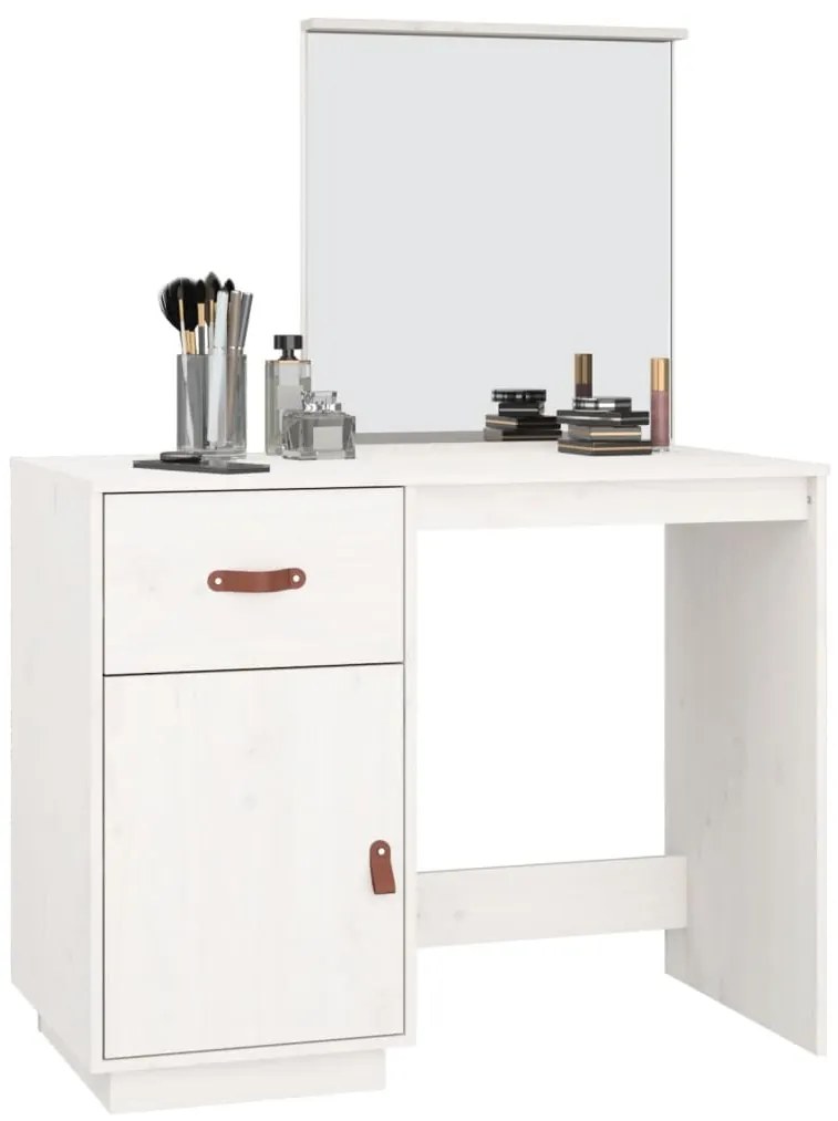 Toucador 95x50x134 cm madeira de pinho maciça branco