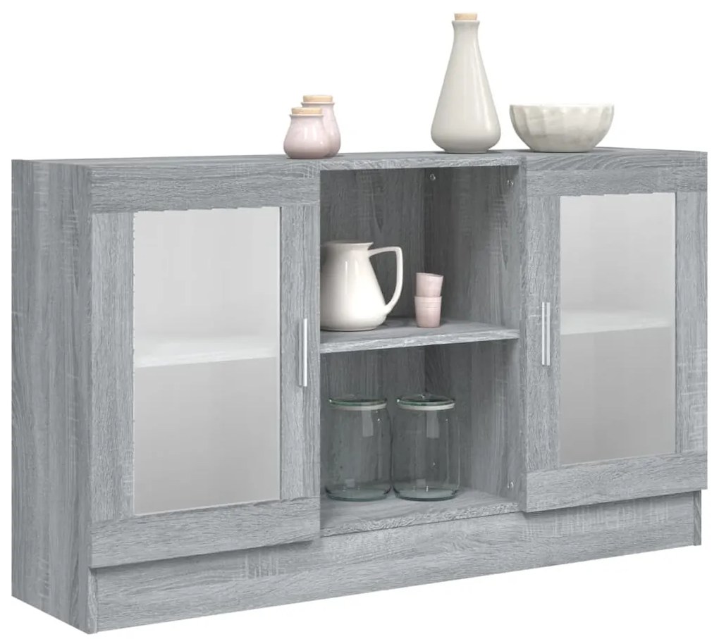 Vitrine 120x30,5x70 cm derivados de madeira cinzento sonoma