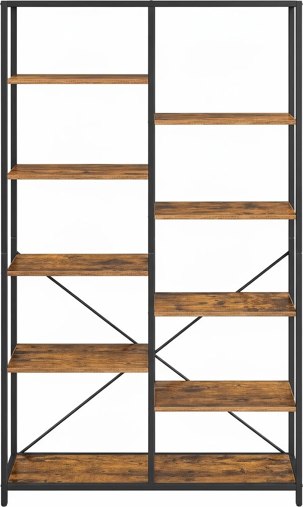 Estante para sala, escritório com 5 prateleiras 30 x 100 x 170 cm, estante de arrumação castanho-preto