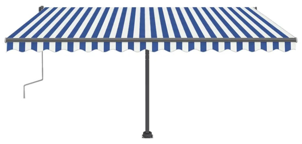 Toldo retrátil manual com LED 400x300 cm azul e branco