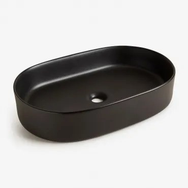 Lavabo Ovalado 60x40 Cm Em Cerâmica Lime Preto - Sklum