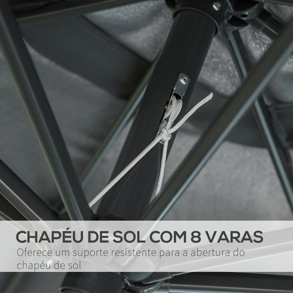 Chapéu de Sol Ø264x253cm com Proteção UV+50 Chapéu de Sol de Alumínio