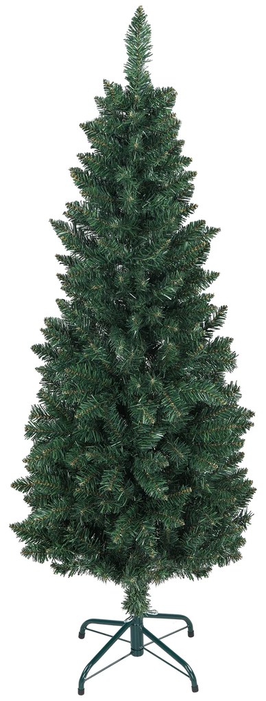 Árvore de Natal Estreita Árvore de Natal Tipo Lápis de 150 cm com Base Dobrável e 317 Ramos para Escritório Verde
