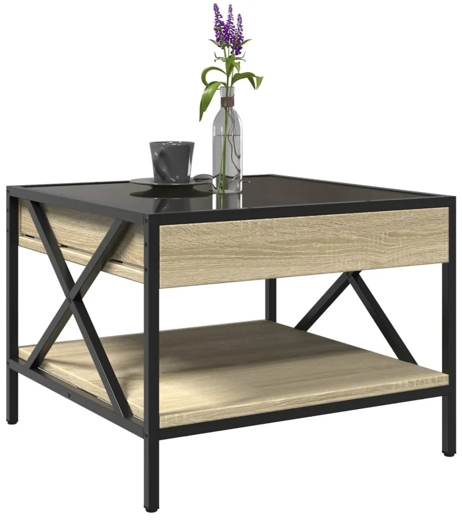 Mesa de centro luzes LED Infinity 50x50x38 cm carvalho sonoma