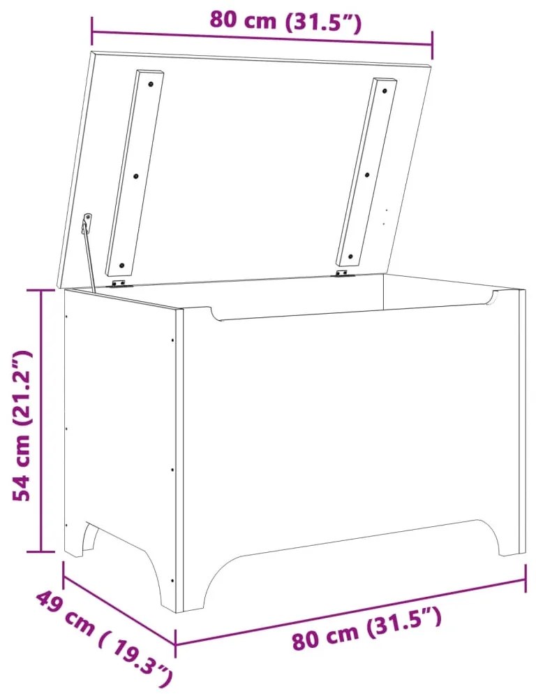 Caixa de arrumação c/ tampa RANA 80x49x54cm pinho maciço branco