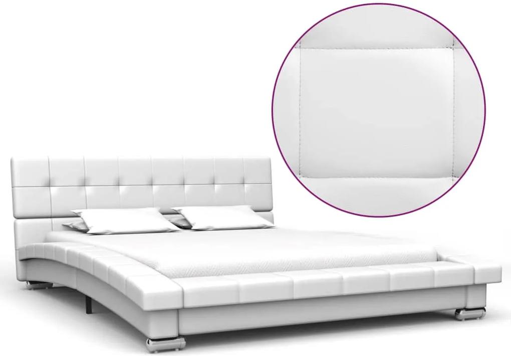Estrutura de cama 200x120 cm couro artificial branco