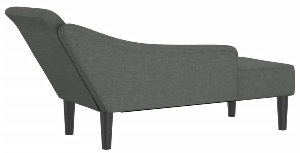 Chaise lounge com almofadões tecido cinzento-escuro