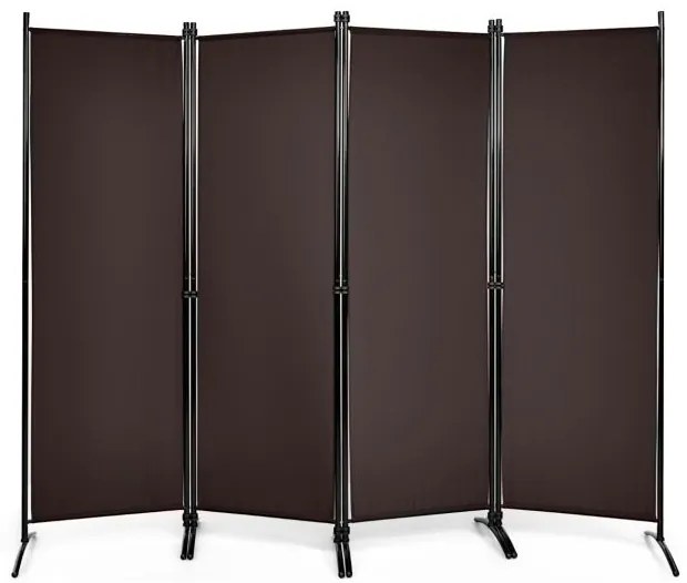 Biombo de 4 painéis de tela dobrável 220 x 51 x 173 cm castanho