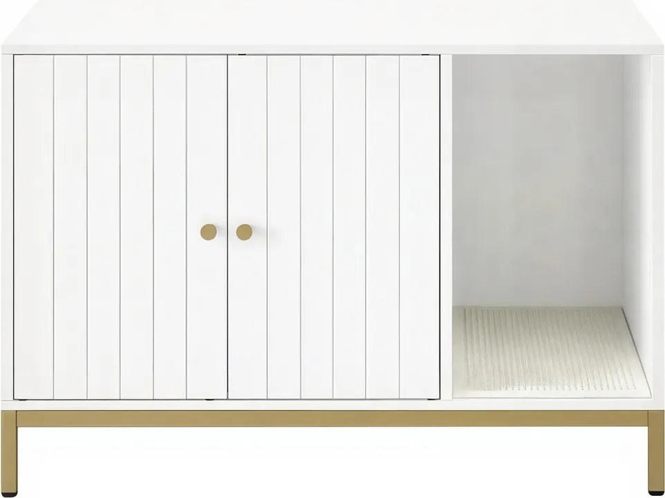 Móvel para caixa de areia para gatos 80 x 50 x 55 cm branco-dourado