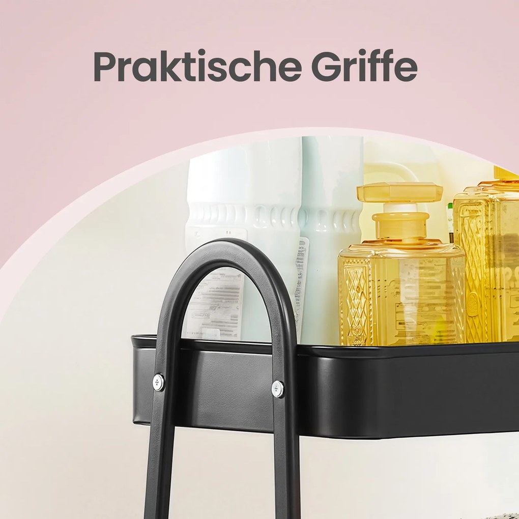 Carrinho multifuncional 3 níveis em metal 32,5 x 45,8 x 77,5 cm preto