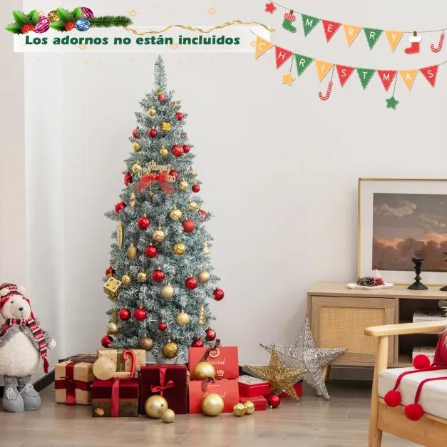 Árvore de Natal artificial pré-iluminada com lápis pré-iluminados de 180 cm com decoração festiva com suporte duplo de metal