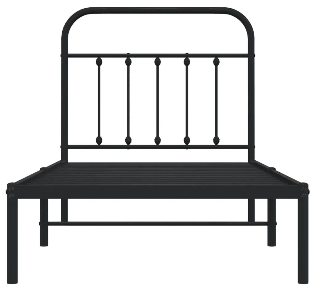 Estrutura de cama com cabeceira 90x200 cm metal preto