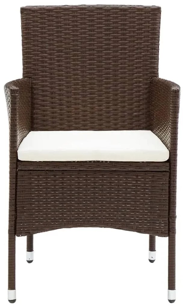 3 pcs conj. bistrô de jardim vime PE e vidro temperado castanho