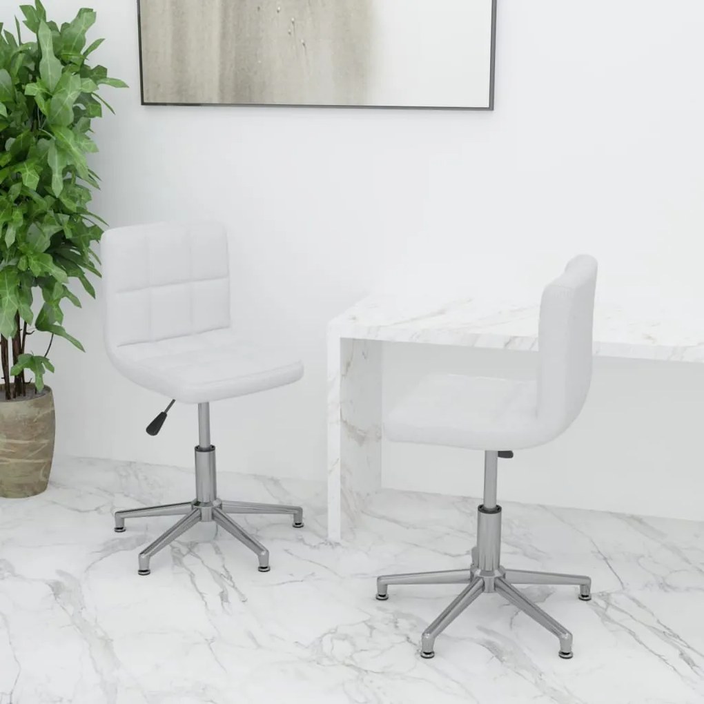 vidaXL Cadeiras de jantar giratórias 2 pcs couro artificial branco