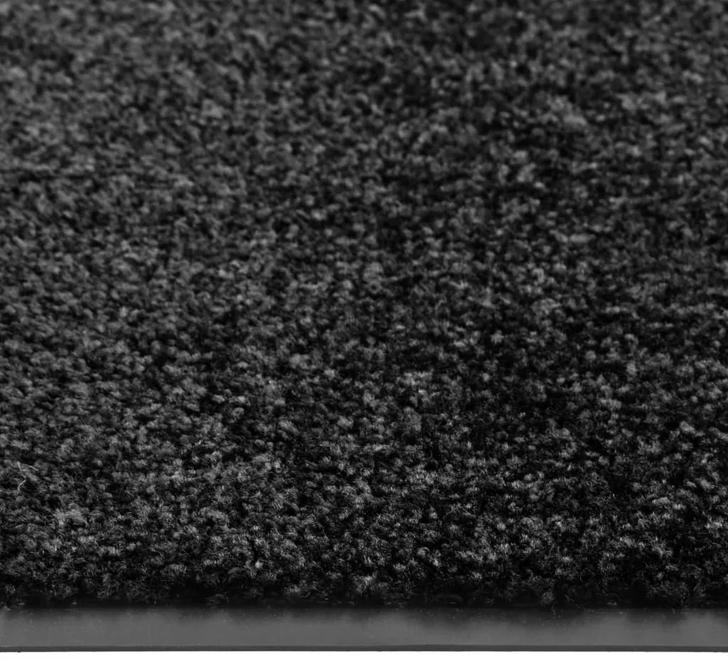 Tapete de porta lavável 90x150 cm preto