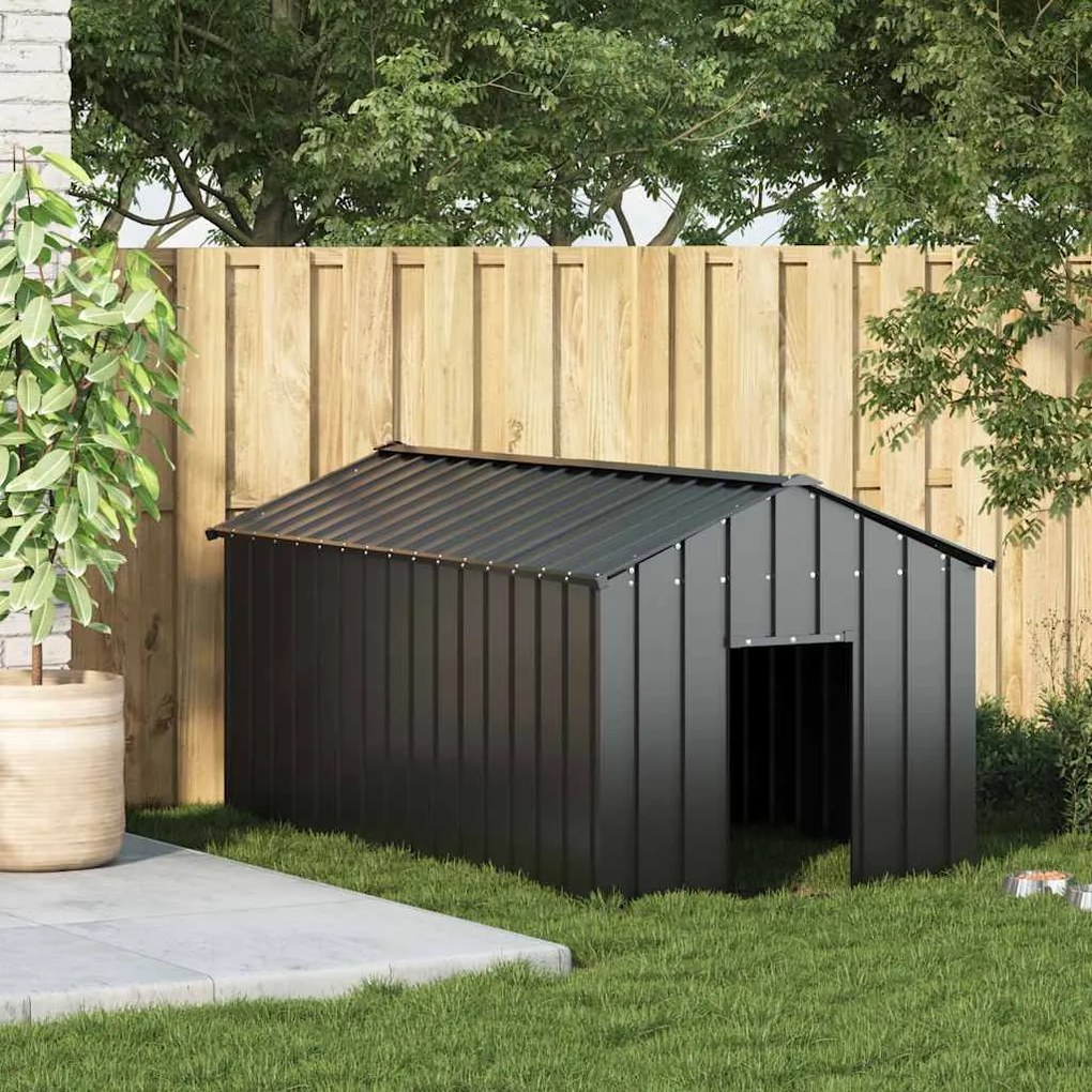 Casota para cães com telhado 114x202x101 cm aço galvanizado