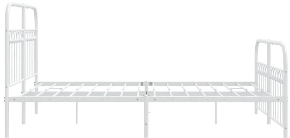 Estrutura de cama com cabeceira e pés 137x190 cm metal branco
