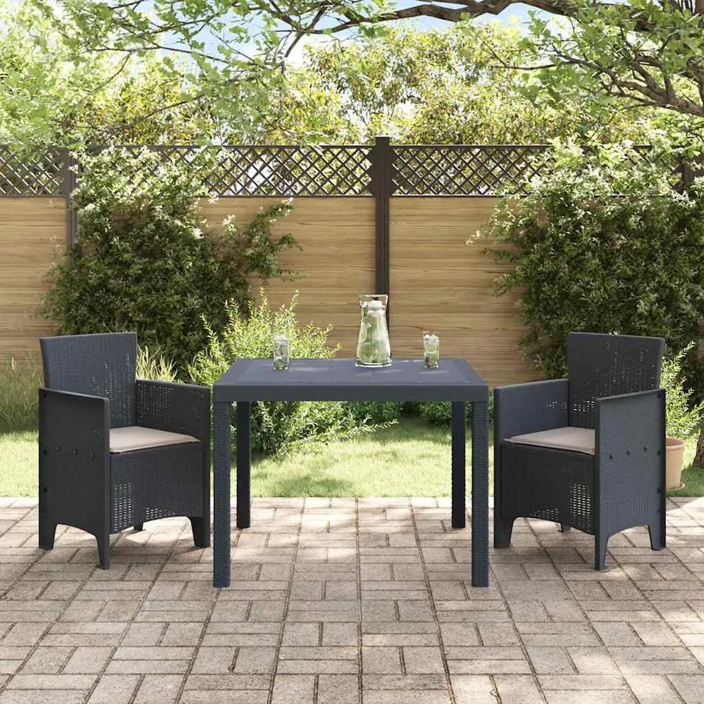 Conjunto de Jantar de Jardim 3 pcs Antracite 100 x 100 x 73 cm