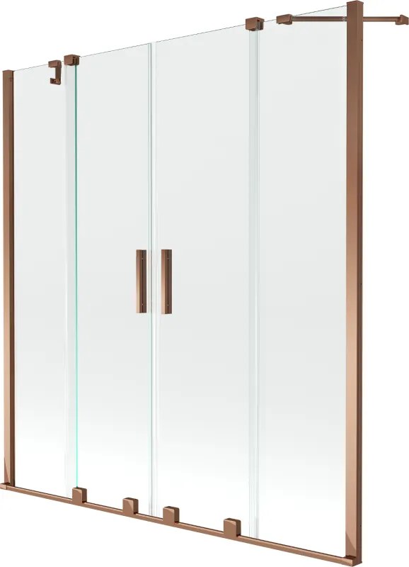 Mexen Velar Duo paravento de duche 2-painéis deslizantes 160 x 150 cm, transparente, ouro rosa - 896-160-000-02-60