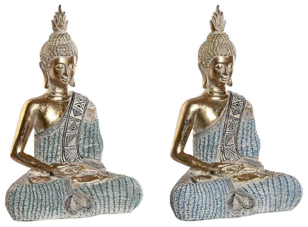 Figura Decorativa Dkd Home Decor 23 X 13 X 34 cm Azul Buda Turquesa Oriental Decapé (2 Unidades)