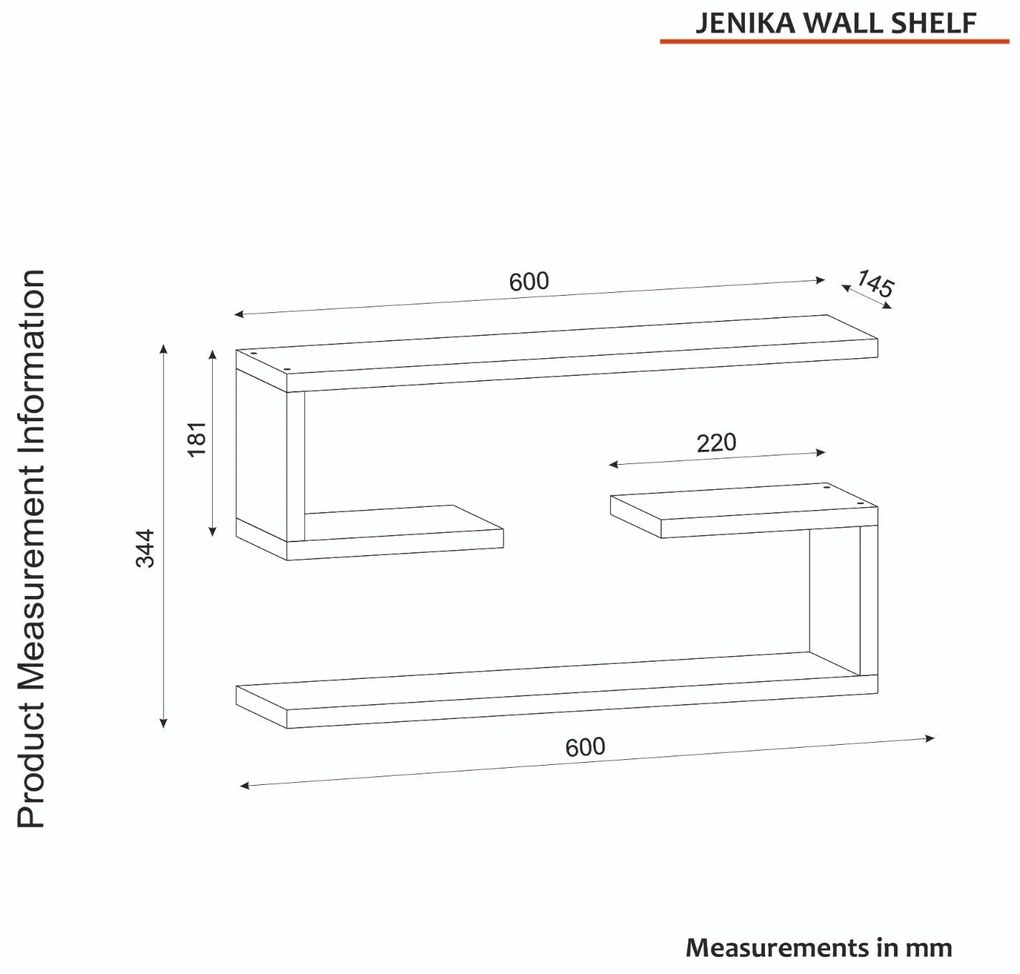 Prateleira Jenika – Branco – 60x18x14,5 cm | Tribo Home