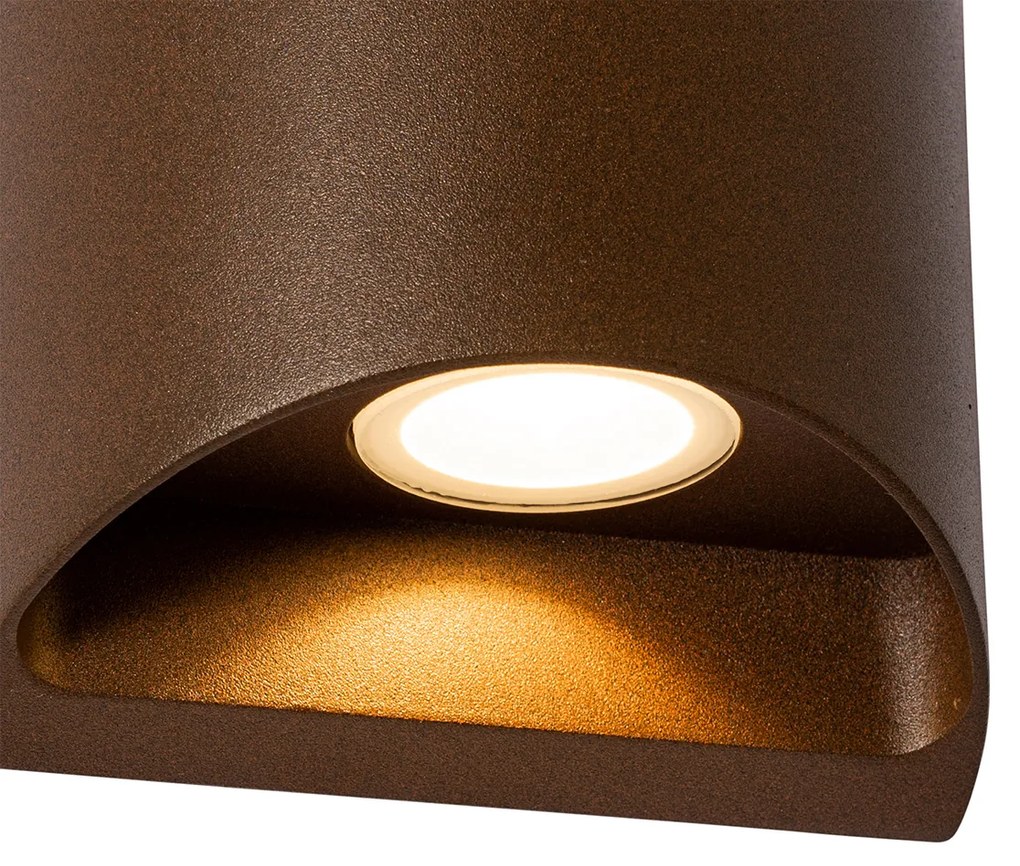 Candeeiro de parede exterior moderno castanho ferrugem com LED 2-luzes IP54 - Mal Moderno
