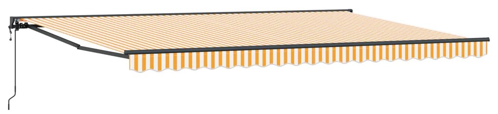 vidaXL Toldo Retrátil Amarelo e Branco 500 × 300 cm Poliéster e Metal