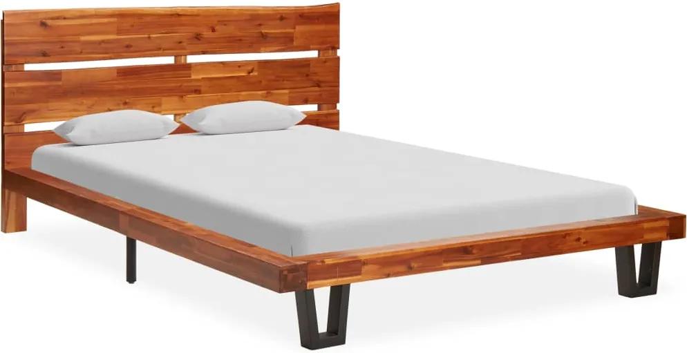 Estrutura de cama c/ aresta viva madeira de acácia maciça 120 cm