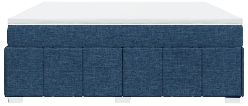 Cama com molas/colchão 200x200 cm tecido azul