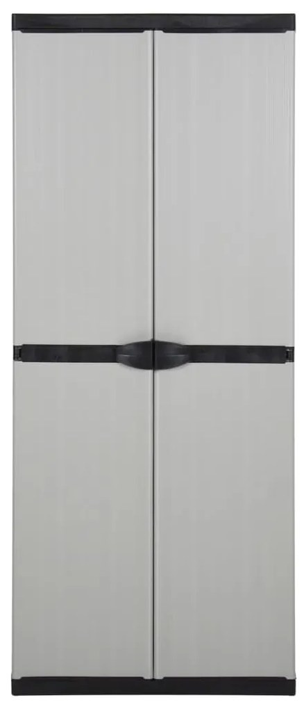 Armário arrumação jardim 3 prateleiras 68x40x168cm cinza/preto