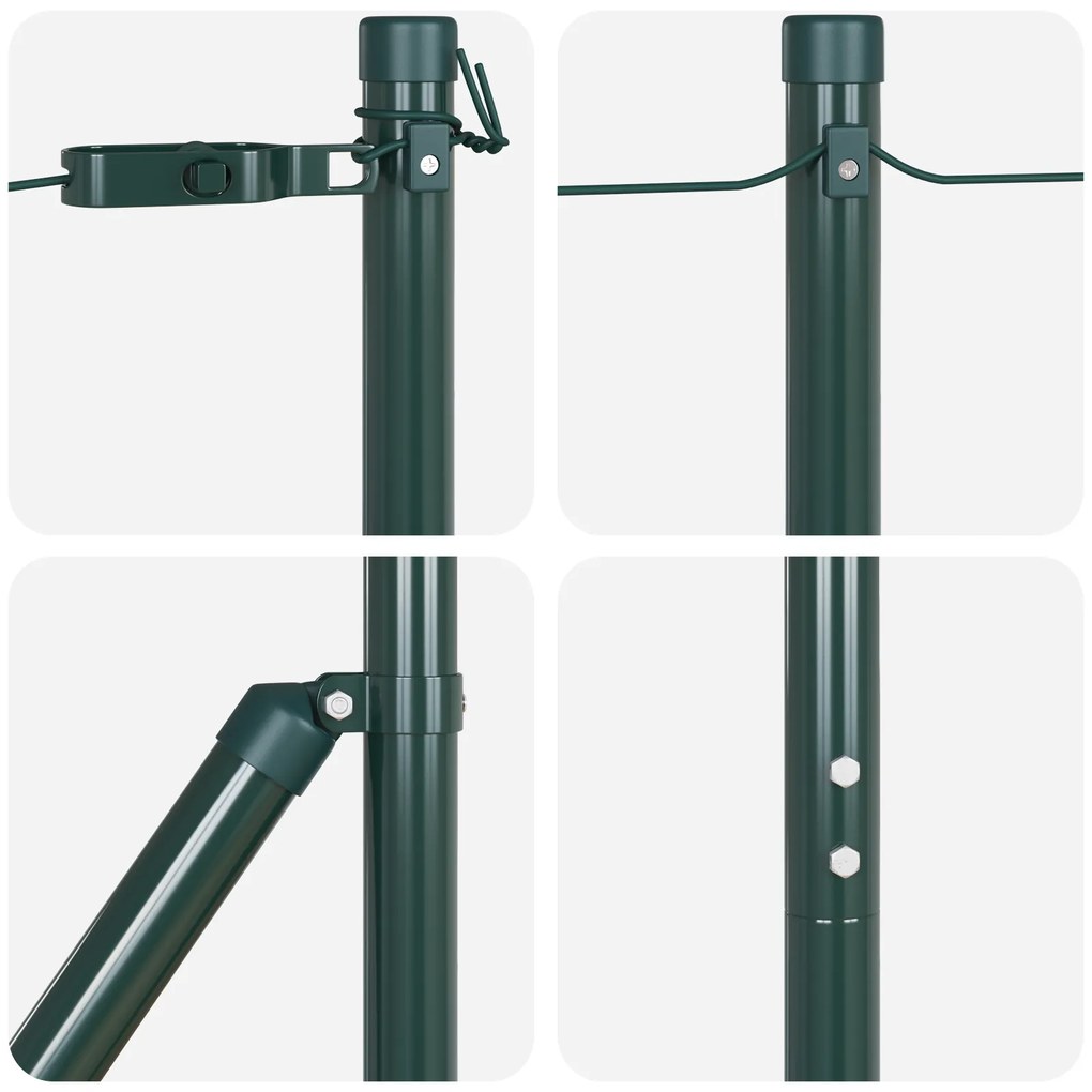 Postes de cerca vidaXL 52 pcs Verde Ø32 mm 200 cm Aço galvanizado