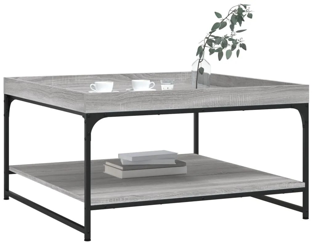 Mesa de centro 80x80x45 cm derivados madeira/ferro cinza sonoma