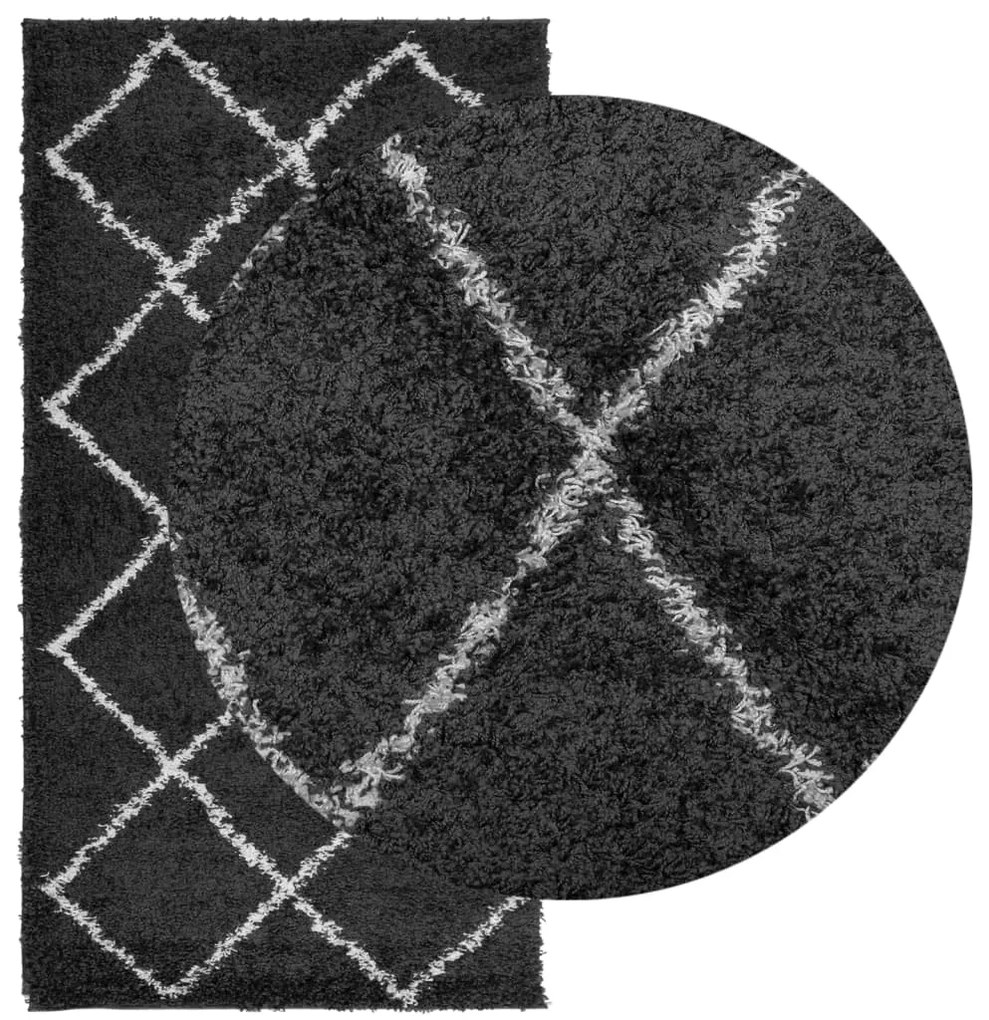 Tapete shaggy de pelo alto PAMPLONA 80x150 cm preto e creme