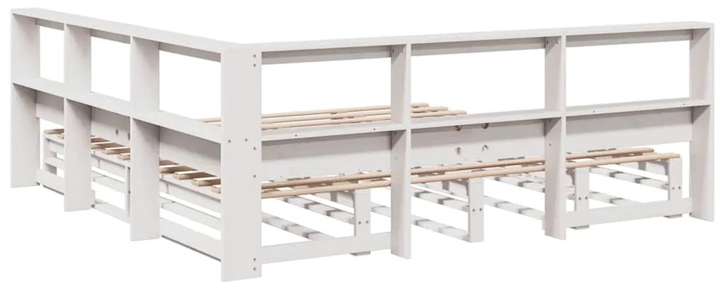 Cama com estante sem colchão 180x200 cm pinho maciço branco