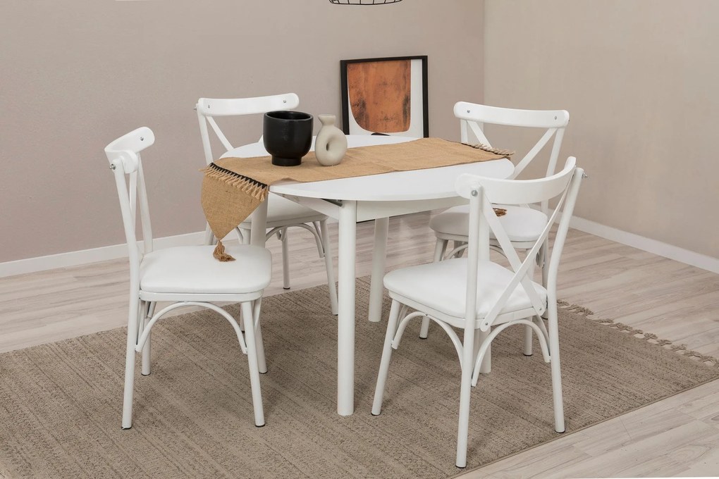 Conjunto de Mesa de Jantar Extensível Oliver – Branco – Mesa: 100x75x1