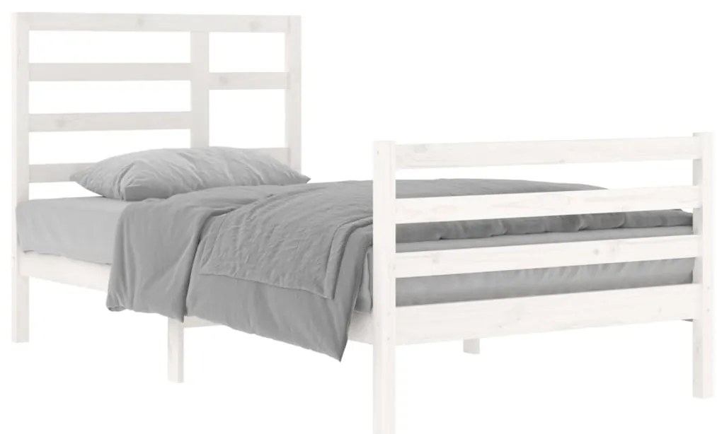Estrutura de cama 100x200 cm madeira maciça branco