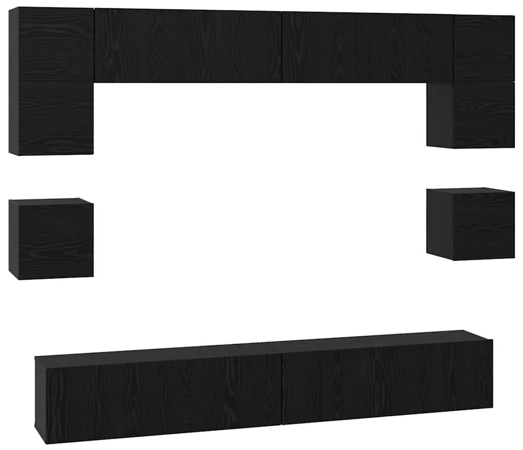 Conjunto de móvel de TV 8 pcs Carvalho Preto 100 x 30 x 30 cm