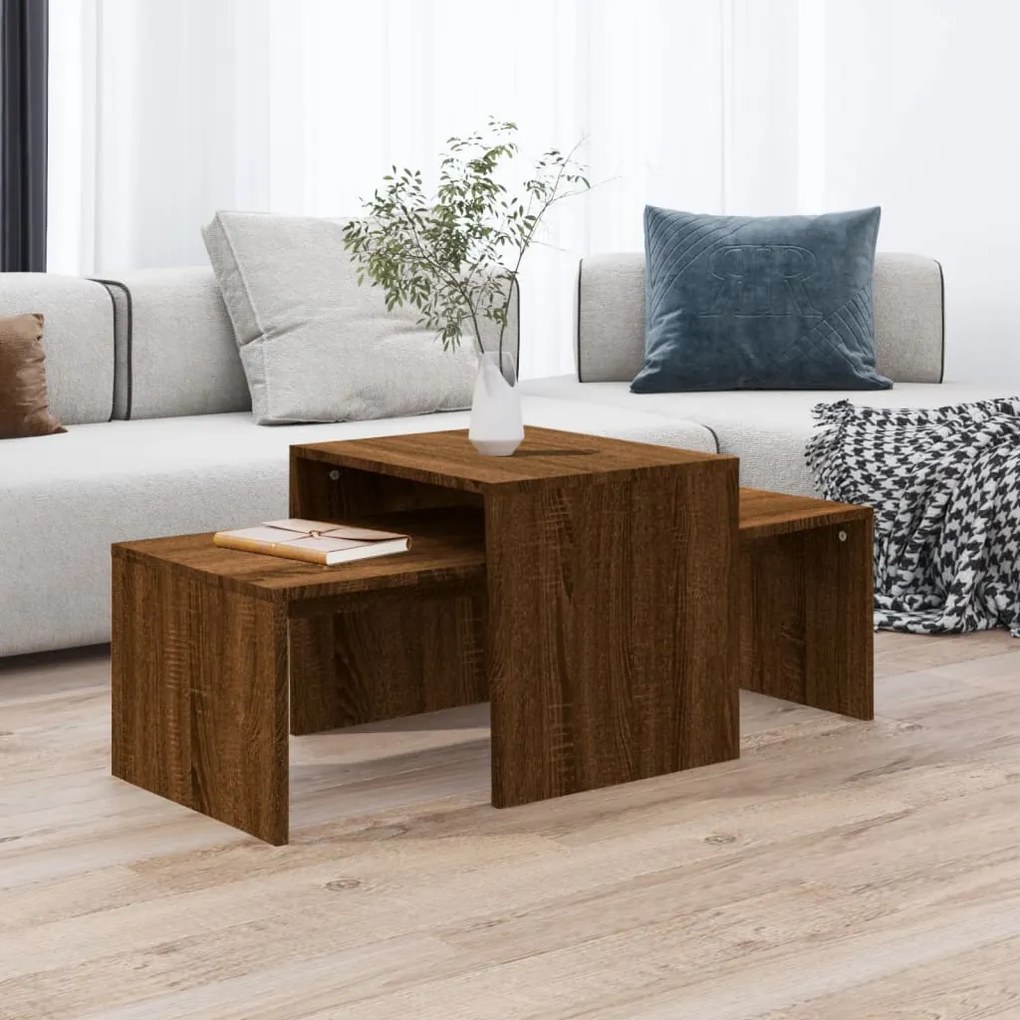 Conjunto mesas centro 100x48x40 cm madeira processada castanho