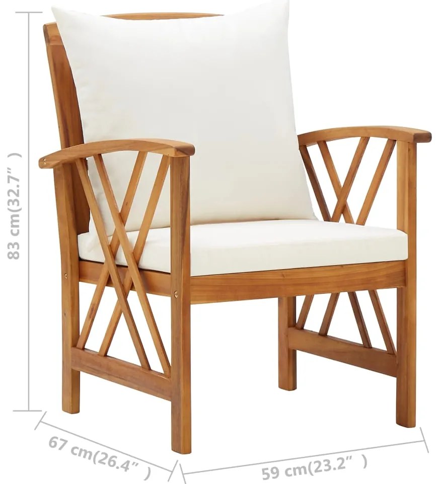 5 pcs conjunto lounge de jardim com almofadões acácia maciça