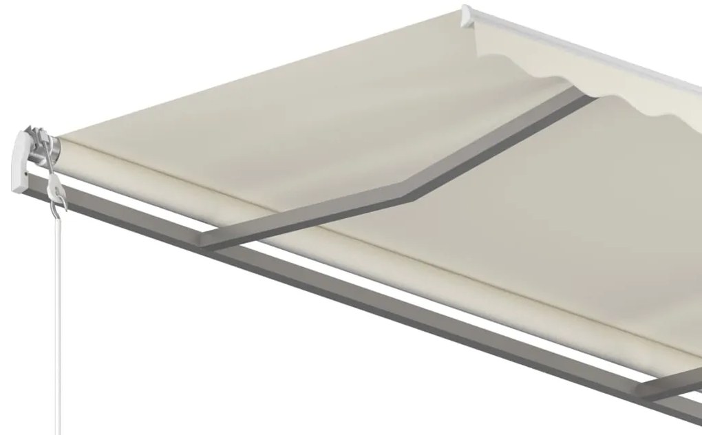 Toldo retrátil manual com postes 4,5x3,5 m cor creme