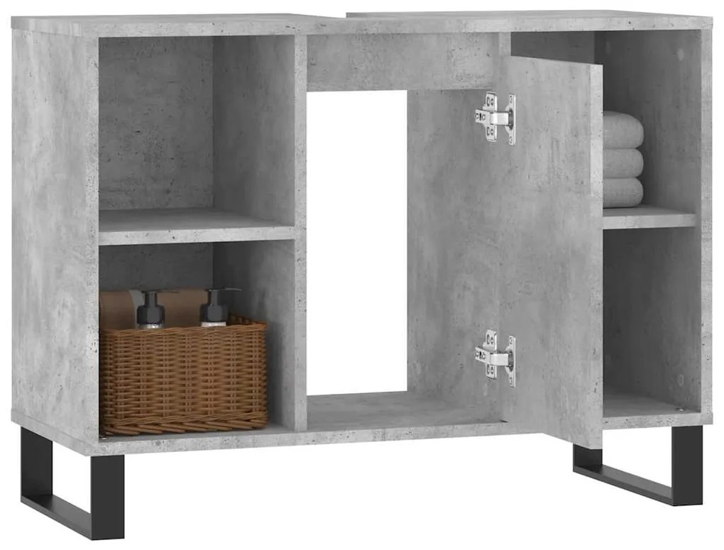 Móvel casa de banho 80x33x60 cm derivados madeira cinza cimento