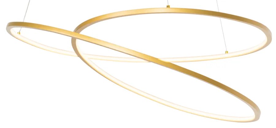 Candeeiro de suspensão design dourado 72 cm com LED regulável em 3 níveis - Rowan Design