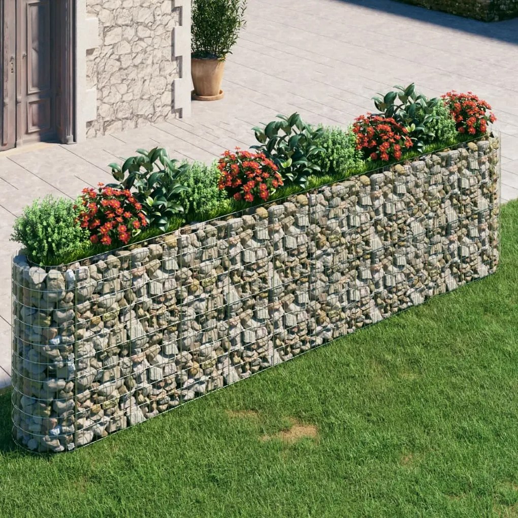 vidaXL Canteiro elevado/cesto gabião 400x50x100 cm ferro galvanizado