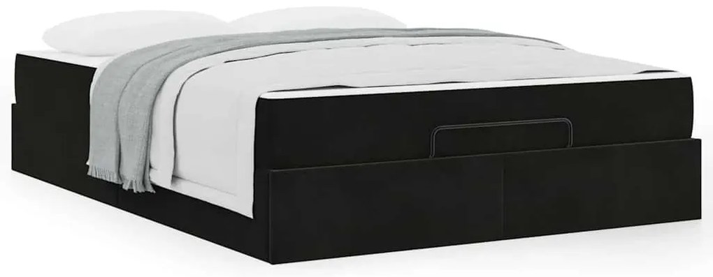 Estrutura da Cama com armazenamento Preto 140 x 200 cm Veludo