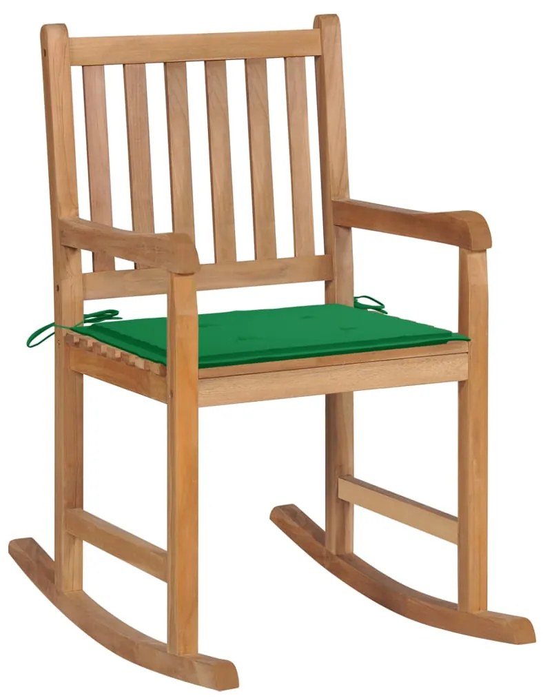 3062762 vidaXL Cadeira de baloiço com almofadão verde teca maciça