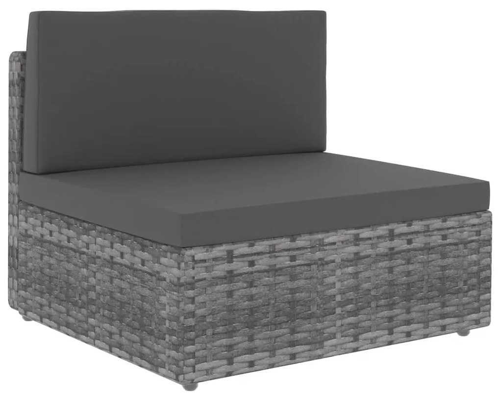 6 pcs conjunto lounge de jardim vime PE cinzento