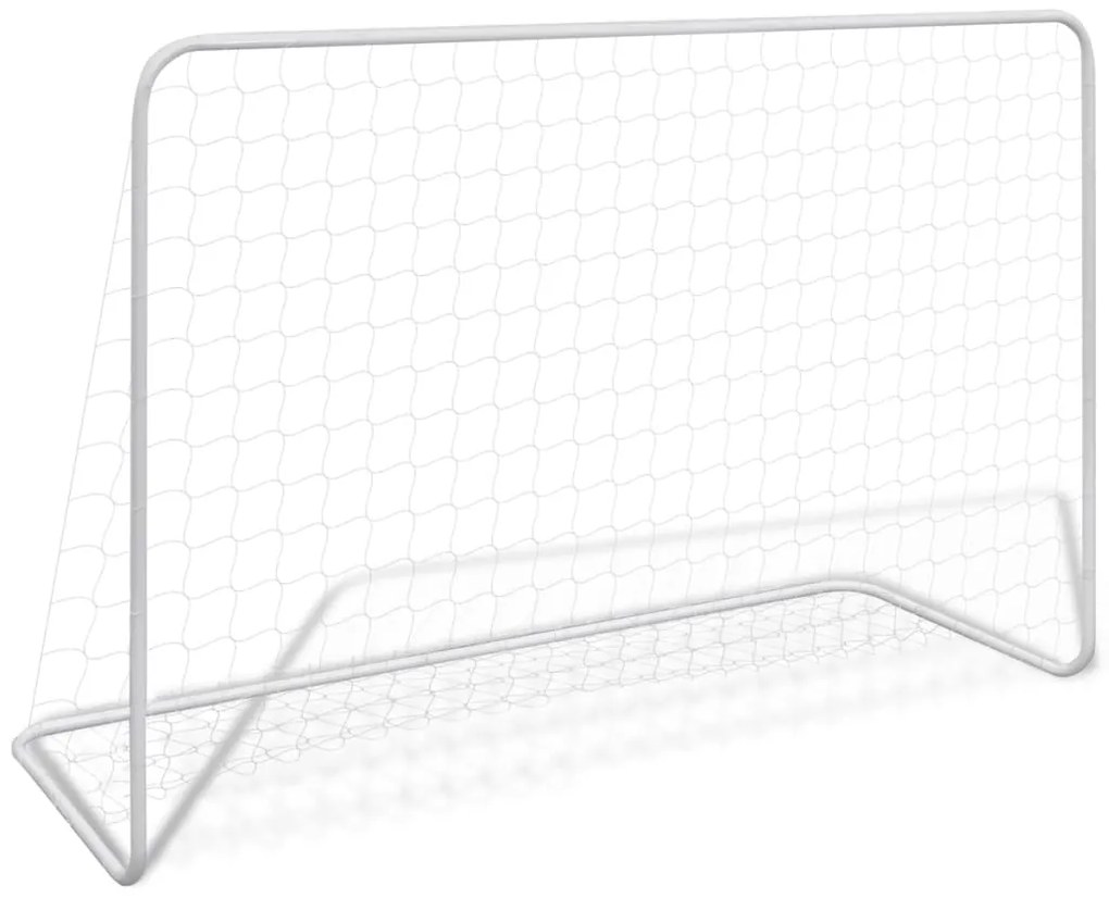 Balizas de futebol com redes 2 pcs aço 182x61x122 cm aço branco