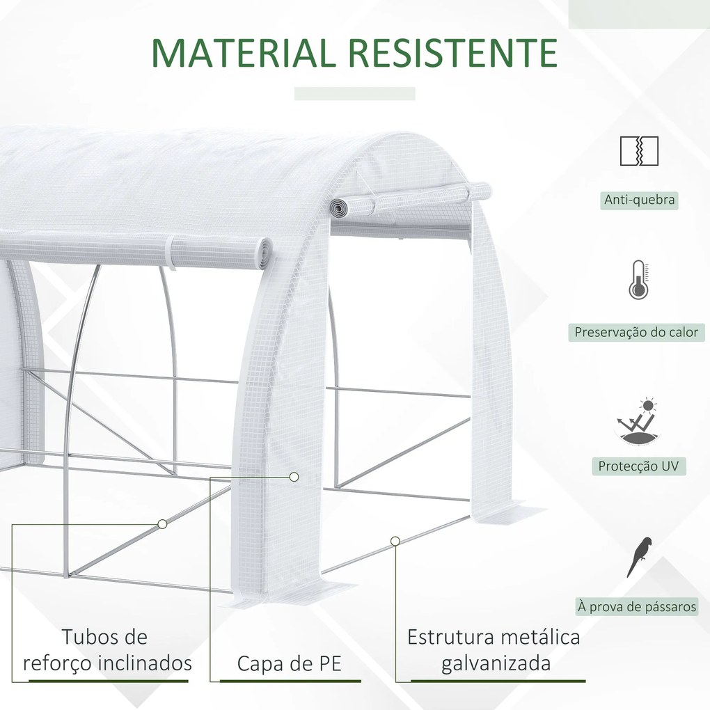 Outsunny Estufa Tipo Túnel 3x3x2m Estufa de Jardim com Porta Enrolável